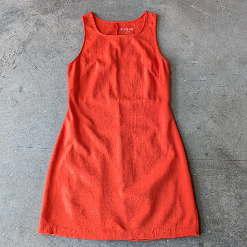 Everlane Orange Cotton Sleeveless Sheath Mini Dress small - Picture 3 of 8